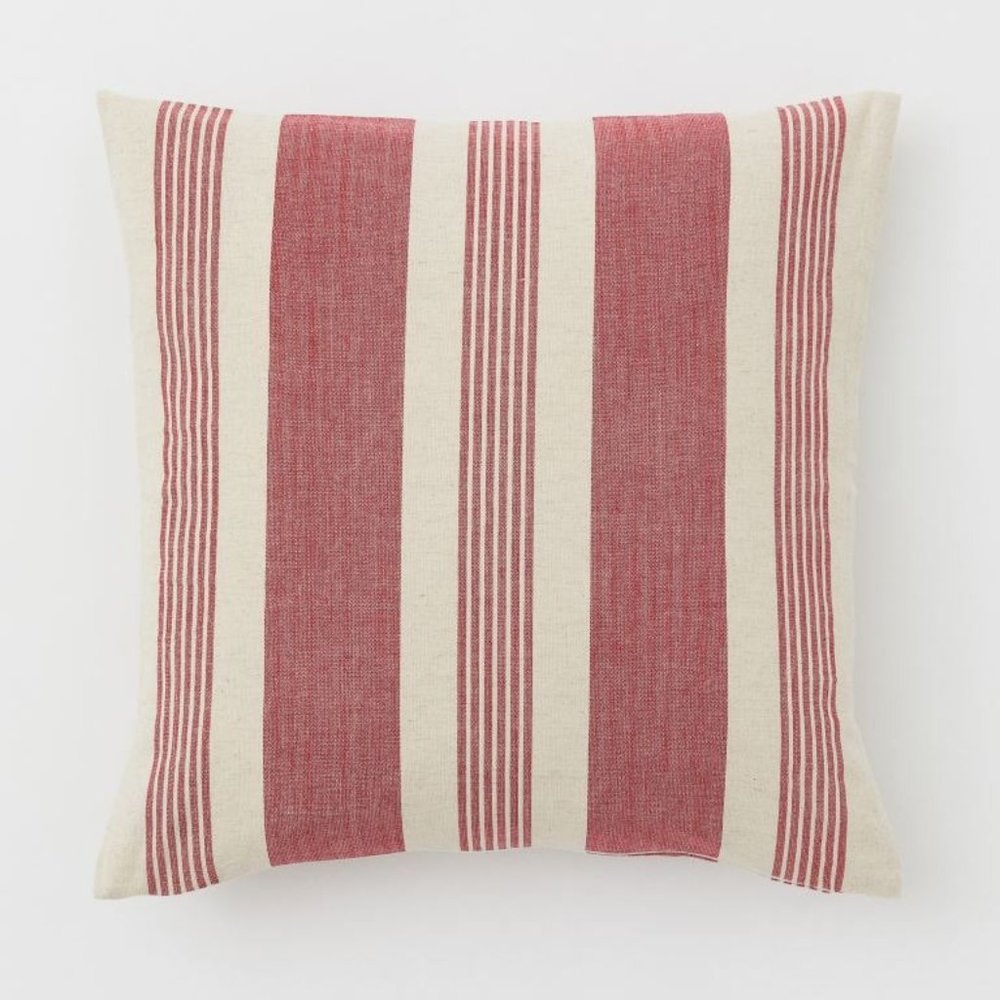 H&M Light Beige / Red Striped Cushion Cover